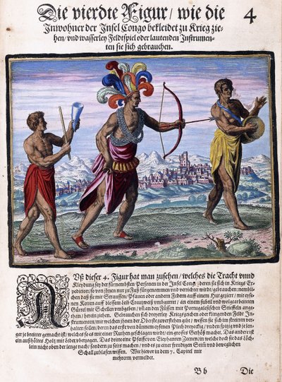 Una pagina dal libro "Piccoli viaggi, in tedesco, Parte I: Congo di Pigafetta", 1597 da Flemish School