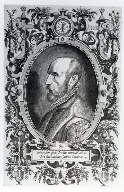 Abraham Ortelius, frontespizio del suo Theatrum Orbis Terrarum, 1579 da Flemish School