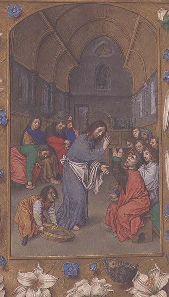 Cristo lava i piedi dei discepoli, dalle Ore di Hastings, c.1475-83 da Flemish School