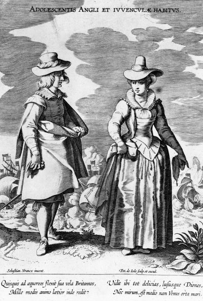 Adoloscentis Angli, tratto da Habitus Vararium Gentium Ornatus, realizzato da Peiter de Jode I dopo Sebastiaan Vranck, 1600-1634 da Flemish School