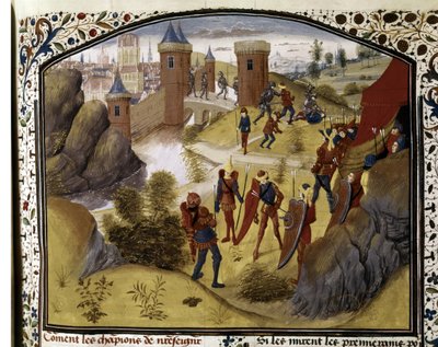 CROCIATE: Battaglia tra musulmani e crociati alle mura di Antiochia da Flemish School