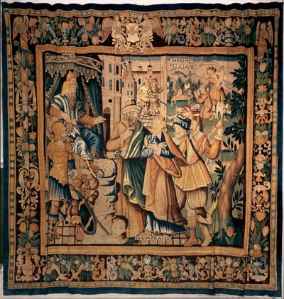 Tesoro del museo di Conques. Arazzo fiammingo. Storia di Sainte Foy (?). Testi: DASIAN, S+PRIME, S+eVAPRAISE. XVI secolo (?) da Flemish School