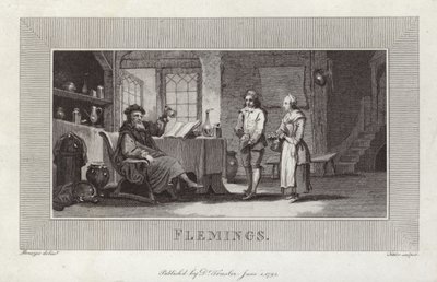 Fiamminghi. Incisione di servi e padrone. da Flemish School