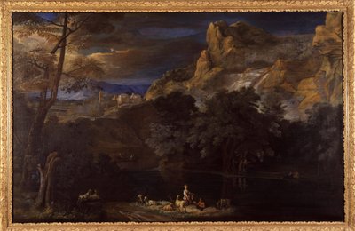 Dipinto fiammingo di un paesaggio attribuito a Van Bloemen da Flemish School