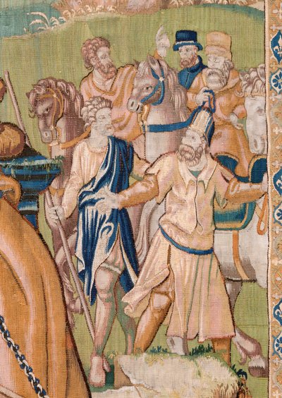 Arazzo fiammingo. Alessandro riceve una corona. Atelier di Oudenaarde. XVII secolo da Flemish School