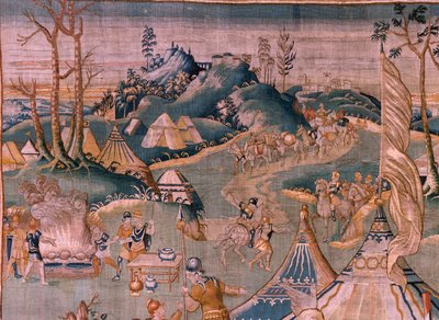 Arazzo fiammingo. Campo militare vicino al fiume Granikos. Atelier di Oudenaarde. XVII secolo da Flemish School