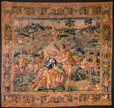 Arazzo fiammingo. Campo militare vicino al fiume Granikos. Atelier di Oudenaarde. 377x393cm. Inv 83104-9 /00011. XVII secolo. da Flemish School