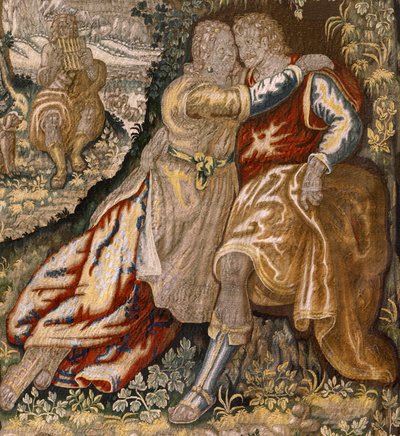 Arazzo fiammingo. Serie Galanteria. Coppia con musicista. Manifattura Bruxelles, inizio XVII secolo. da Flemish School