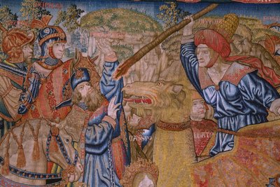 Arazzo fiammingo. Serie Moralità: La virtù degli onori. Ca 1520. (dettaglio) da Flemish School