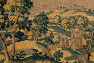 Arazzo fiammingo. Serie Storia di Ciro. No VI Tomiri ordina di immergere la testa di Ciro in un recipiente di sangue. Anonimo, basato su Michiel Coxcie. Atelier Anversa. Seta e lana. da Flemish School