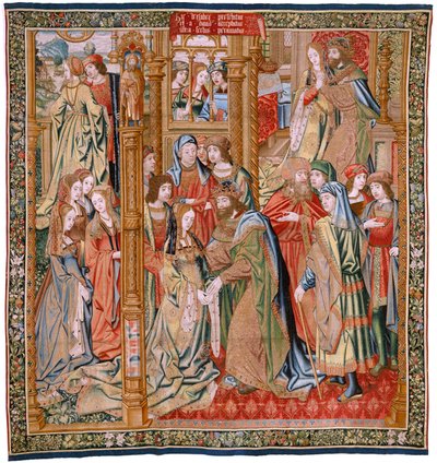 Arazzo fiammingo. Serie La storia di Davide e Betsabea. Matrimonio di Davide e Betsabea. Secondo pannello della serie. Modello Anonimo. Manifattura Sconosciuta, Bruxelles. 1505. da Flemish School
