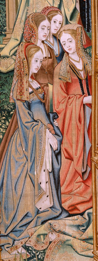 Arazzo fiammingo. Serie La Storia di Davide e Betsabea. Matrimonio di Davide e Betsabea. Secondo pannello della serie. Modello Anonimo. Manifattura Sconosciuta, Bruxelles. 1505. Tessuto oro, seta e lana. da Flemish School