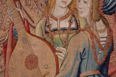 Serie La Storia di Davide e Betsabea. Il profeta Nathan rimprovera il re Davide. Terzo pannello della serie. Modello anonimo. Manifattura sconosciuta, Bruxelles. 1505. da Flemish School