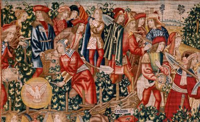 Serie La parabola dei lavoratori nella vigna. Il pagamento del denario. Secondo arazzo della serie. Manifattura Bruxelles, laboratori di Pieter van Aelst (?). Ca 1500. da Flemish School