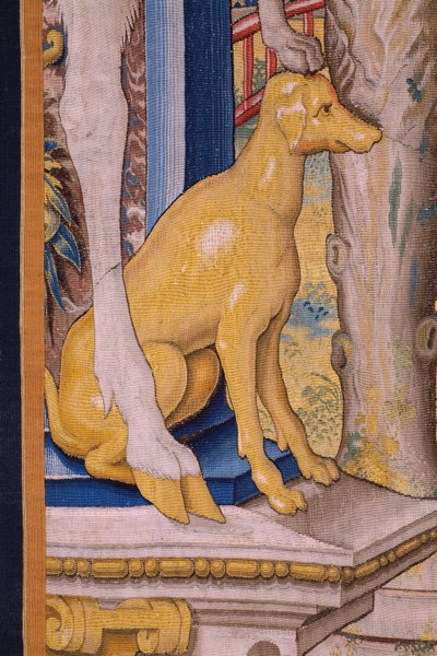 Arazzo fiammingo. Serie Vertumno e Pomona: Vertumno trasformato in contadino. Atelier Willem de Pannemaker. Ca 1545-1550. (dettaglio) da Flemish School