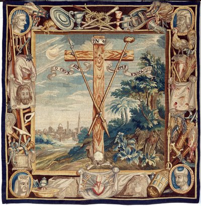 Arazzo fiammingo. La Glorificazione della Santa Croce. XVII secolo. Proprietà della chiesa Sint-Walburgakerk Oudenaarde (Dekenij van de Sint-Walburga). da Flemish School