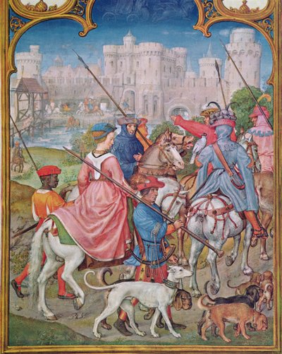 Fol.8v Mese di agosto: Partenza per la caccia, dal Breviarium Grimani, c.1515 da Flemish School