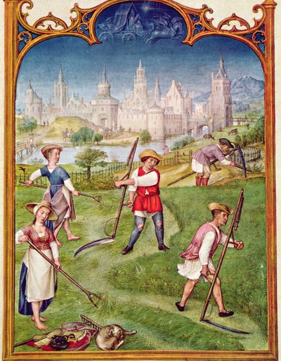 Fol 6v Il mese di giugno: Fienagione, dal Breviarium Grimani, c.1515 da Flemish School