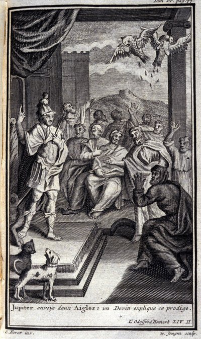 Giove invia due aquile: un indovino spiega questo prodigio. Illustrazione per il libro II dell