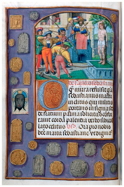 Martirio di San Sebastiano con bordo trompe l