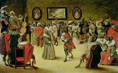 Scimmie e gatti a un ballo in maschera, 1632 da Flemish School