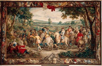 Palazzo. Arazzo fiammingo. Atelier di Bruxelles Judocus De Vos. Design Lambert De Hondt. La marcia. 400x640cm. Lana e seta. Ca 1715 - 1724. da Flemish School