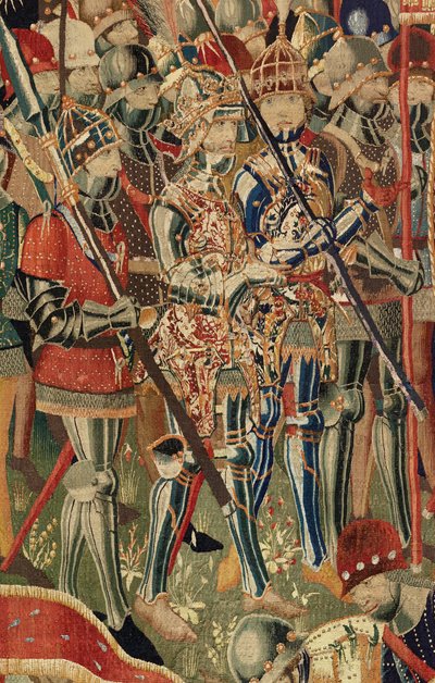 Museo Parrocchiale di Arazzi di Pastrana. Arazzo fiammingo. Lo sbarco ad Arzila. Serie Conquiste del re Alfonso I del Portogallo. Tournai. Lana da Flemish School