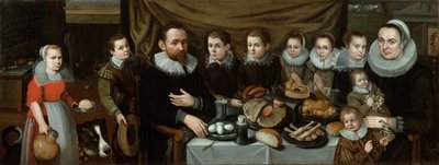 Ritratto di una famiglia al pasto di mezzogiorno, 1610s da Flemish School