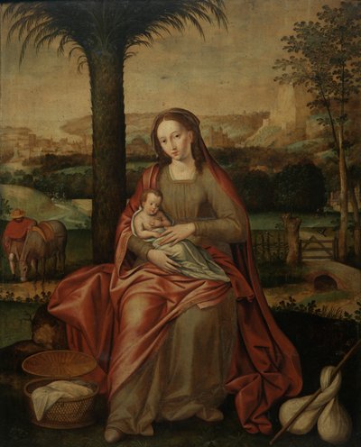 Riposo durante la fuga in Egitto da Flemish School