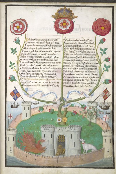 Versi con simboli Tudor, c.1516 (pergamena) da Flemish School