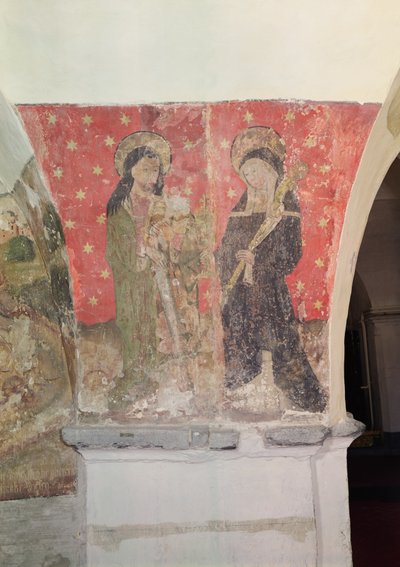 San Simone e Santa Chiara, affresco dalla cripta, c.1480-1540 da Flemish School