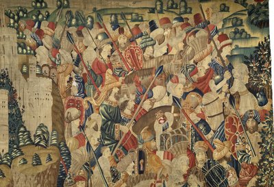 Arazzo che mostra le conquiste del re Alfonso V del Portogallo (Conquistas de Alfonso V de Portugal), Tournai (dettaglio) da Flemish School