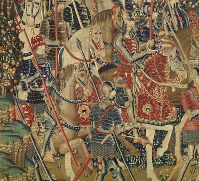 Arazzo che mostra le conquiste del re Alfonso V del Portogallo (Conquistas de Alfonso V de Portugal), Tournai (dettaglio) da Flemish School