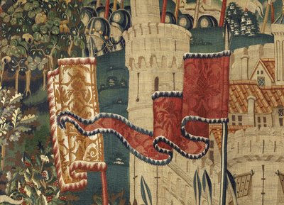 Arazzo che mostra le conquiste del re Alfonso V del Portogallo, Tournai (dettaglio) da Flemish School