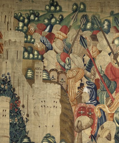 Arazzo che mostra le conquiste del re Alfonso V del Portogallo, Tournai (dettaglio) da Flemish School