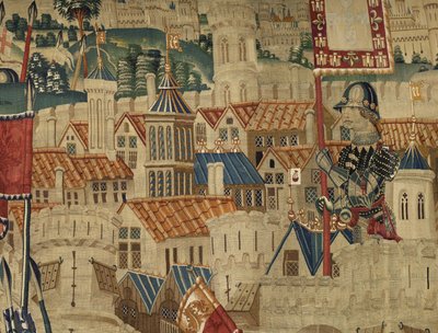 Arazzo che mostra le conquiste del re Alfonso V del Portogallo, Tournai (dettaglio) da Flemish School
