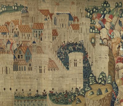 Arazzo che mostra le conquiste del re Alfonso V del Portogallo, Tournai (dettaglio) da Flemish School