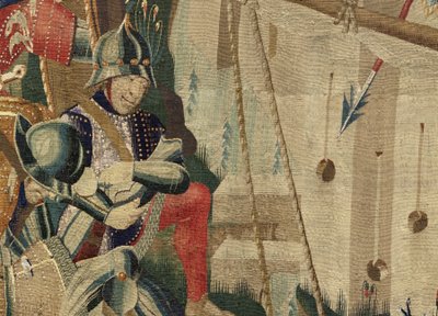 Arazzo che mostra le Conquiste del re Alfonso V del Portogallo (Conquistas de Alfonso V de Portugal), Tournai (dettaglio) da Flemish School