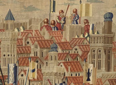Arazzo che mostra le Conquiste del re Alfonso V del Portogallo (Conquistas de Alfonso V de Portugal), Tournai (dettaglio) da Flemish School
