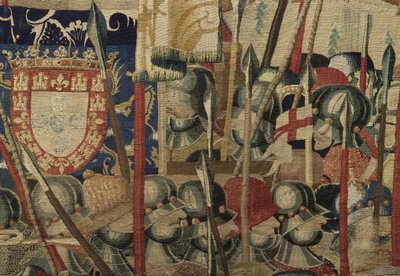 Arazzo che mostra le Conquiste del re Alfonso V del Portogallo (Conquistas de Alfonso V de Portugal), Tournai (dettaglio) da Flemish School