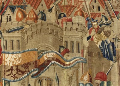 Arazzo che mostra le Conquiste del re Alfonso V del Portogallo (Conquistas de Alfonso V de Portugal), Tournai (dettaglio) da Flemish School
