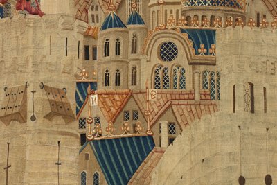 Arazzo che mostra le Conquiste del re Alfonso V del Portogallo (Conquistas de Alfonso V de Portugal), Tournai. Dettaglio. (Lana e seta) da Flemish School