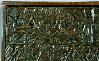 Il baule di Courtrai che raffigura due scene della Battaglia degli Speroni d