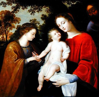 Il matrimonio mistico di Santa Caterina, c.1625-50 da Flemish School