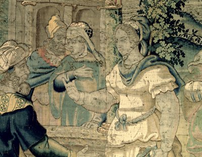 Le figlie di Jethro raccontano al padre del loro incontro con Mosè (dettaglio) da Flemish School