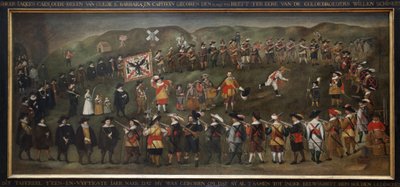 I membri della jam di Saint Barbe di Dunkerque nel 1633. Dipinto fiammingo anonimo, olio su tela da Flemish School
