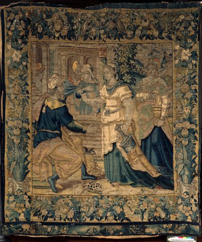 Le collezioni universitarie. Arazzo fiammingo. Le figlie di Jetro raccontano al padre di aver incontrato Mosè. Oudenaarde. Ca 1550 da Flemish School