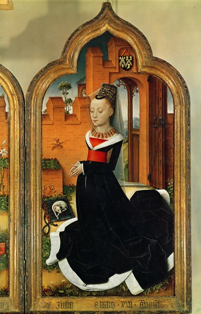 Trittico di Jean de Witte, pannello destro: Maria Hoose, moglie di Jean de Witte, 1473 da Flemish School