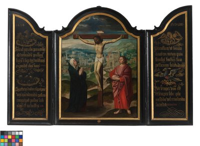 Trittico con Crocifissione e Testi da Flemish School