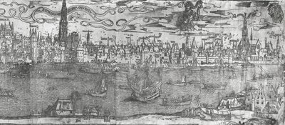 Veduta del porto di Anversa, dettaglio della sezione destra, 1515-50 da Flemish School